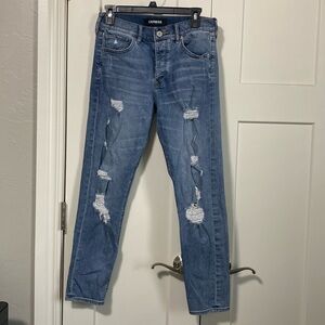 Express Original Vintage Skinny High Rise jeans size 2R ripped destructed